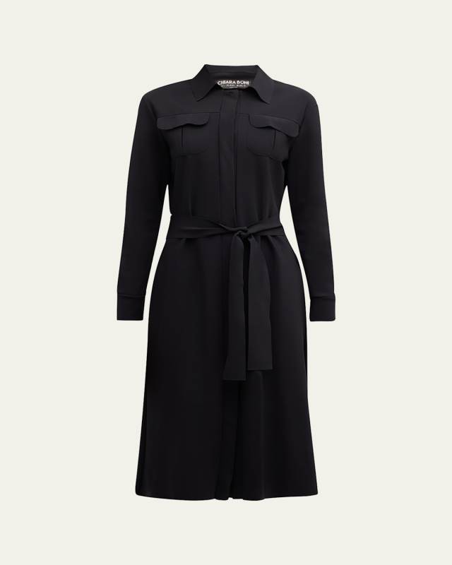Belted A-Line Midi Shirtdress